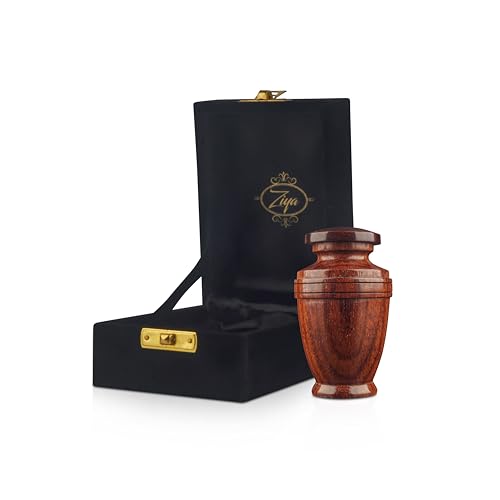 ZIYA Wooden Cremation Small Urns for Human Ashes Keepsake Adult Male Female - Mini Urn for Ashes for Women Men Child Decorative Sharing Memorial Funeral Urns for Ashes Pet Cat Dog with Gift Velvet Box - size: Single-Keepsake