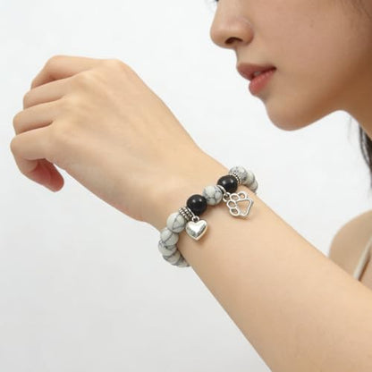 CatDog Paw Charm Bracelet - Remembrance Gifts For Cat & Dog Lovers Ideal Gift for Dog Lovers Veterinarians Mom Friend Classmate Family