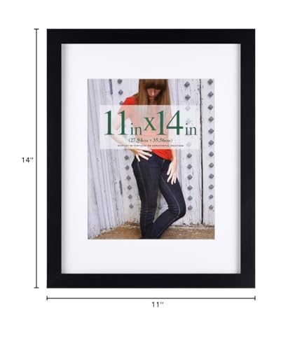 RPJC 11x14 Solid Wood Picture Frame Real Glass Cover Black - color: Black, size: 11x14 mat 8x10