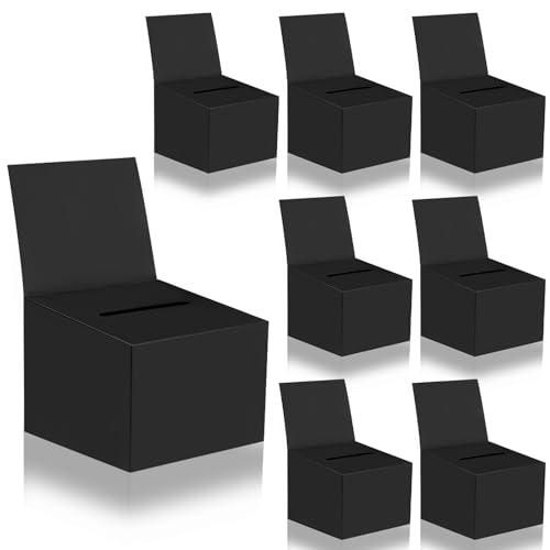 8 Pcs Raffle Boxes Cardboard Box with Slot for Ticket and Removable Header, 6.5 x 4.5 x 4.5 Inch Ballot Box Donation Box Charity Box for Collecting Business Card Voting Contes(Black, 8 PCS) - color: Black, size: 8 PCS