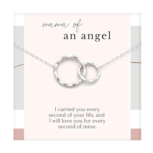 HOPE LOVE SHINE Baby Loss Memorial Silver Necklace for Women - Miscarriage Gifts For Mom - Infant Stillborn Baby Bereavement Remembrance Pregnancy Gift Jewelry - Mama of an Angel - 2 Linked Circles - color: SILVER