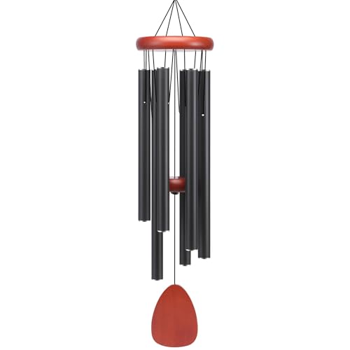 Classic Black Wind Chimes for Outside Soothing Melodic Wind Chime 26" to Create a Zen Atmosphere. Sympathy/Memorial Gift, Indoor Outdoor Garden Patio Decoration - size: Black 26''