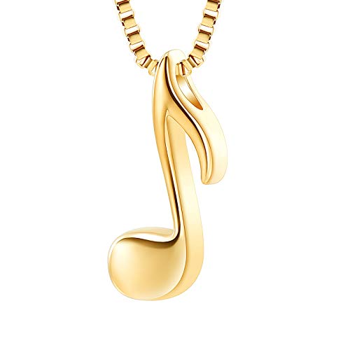 XSMZB Music Note Cremation Jewelry for Ashes Human Pet Keepsake Urn Necklace for Women Men Funeral Memorial Ash Pendant - color: Gold-1