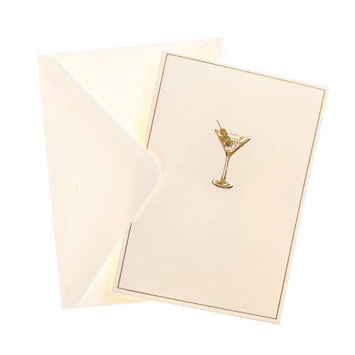 Graphique La Petite Presse Martini Boxed Notes | Blank Note Cards with Envelopes | 10 Count All Occasion Greeting Card Set | 3.25 x 4.75 Inches | High Quality Thick Paper Stationery with Unique Design - color: Martini