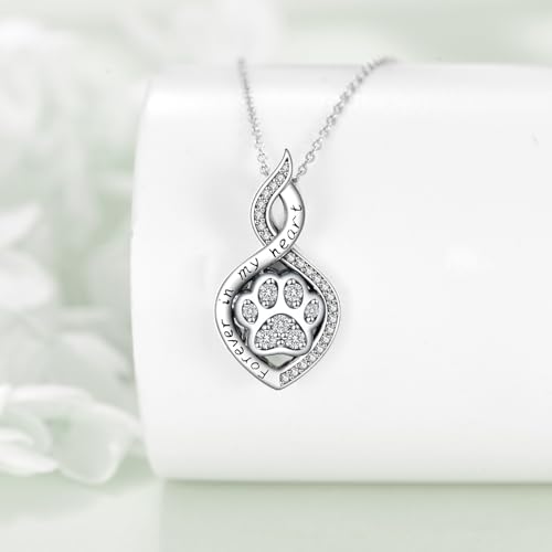 Butterfly/Dragonfly/Pet Paw/Tree of Life/Maple Leaf/Cross Urn Necklace for Ashes 925 Sterling Silver Cremation Pendant Jewelry Gifts for Women Mom - color: Paw-April