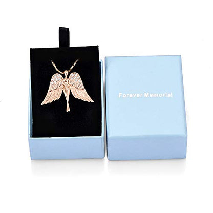 Imrsanl Cremation Jewelry Keepsake Angel Wings Urn Necklace for Ashes - color: Rose Gold
