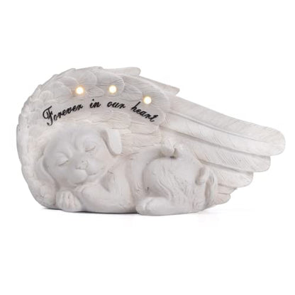 NEWDREAM Solar Dog Pet Memorial Statue,Pet Loss Gifts, The Angel Dog Statue Commemorates,Pet Loss Sympathy Remembrancecat with Solar Light Outdoor Dog Memorial Gifts, Dog Angel Wings Visit the Store