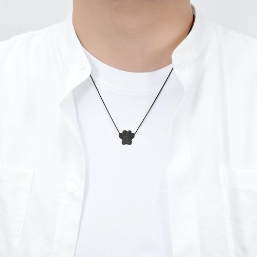 zeqingjw Pet Cremation Jewelry for Ashes Pendant Paw Print Pet Heart Urn Necklace Memorial Keepsake Jewelry for Pet/Dog's/Cat's Ashes - color: Paw Print-1-Black