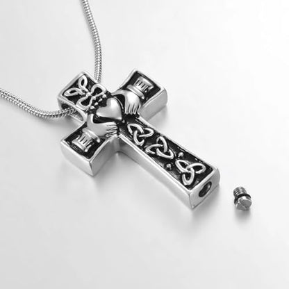 Cross Heart 925 Sterling Silver Cremation Ashes Urns Necklace Memorial Keepsake Pendant Jewelry Keepsake Necklace for Ashes memorial crosses necklace holds human ashes of loved ones for Women and Men