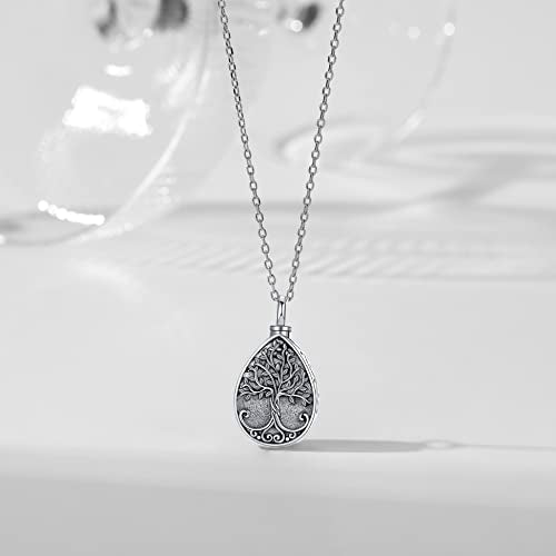 Sterling Silver Tree of Life Flower Celtic Cremation Ashes Urn Pendant Necklace for Women - color: Tear2 *Treelife Sty1
