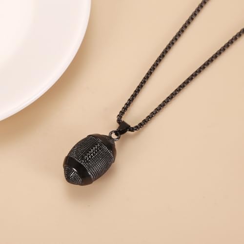America Football Urn Necklace For Ashes For Men Stainless Steel Rugby Cremation Jewelry Hold Human Ashes Keepsake Neckace Engravable Memorial Of Loved Ones - color: Black