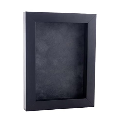 16x20 Shadow Box Frame Black Wood | with a 3/4" Usable Display Depth | Includes a Dark Grey Real Suede Texture Acid-Free Backing Board, UV Resistant Acrylic, and Hanging Hardware