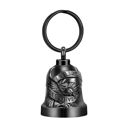 Eagle Love Cremation Keychain Bell Urn Necklaces for Ashes Keepsake Ash Pendant Memorial Urn Keychain Jewelry - color: B-black