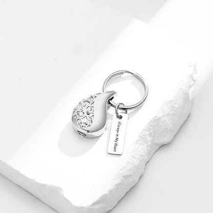 zeqingjw Cremation Jewelry Teardrop Urn Keychain for Ashes Tree of Life Urn Ashes Cremation Memorial Keepsake Keychain - color: Customize
