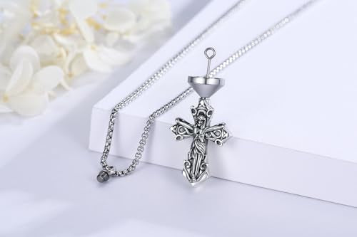 925 Sterling Silver Celtic Cross Urn Necklace for Ashes - color: silver-g