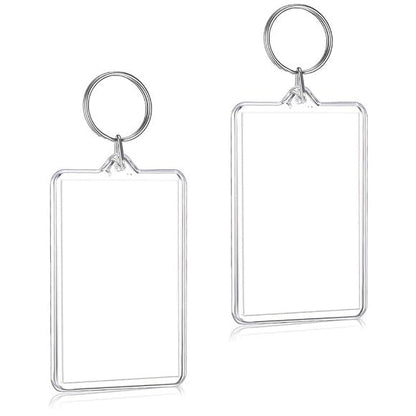 Transparent Acrylic Keychain Photo Frame, 1.57 x 2.16 Inches, Double Sided, Rectangle, with Split Ring