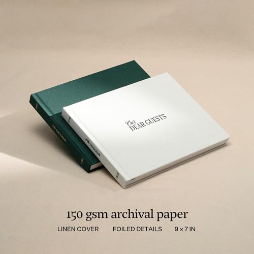 Kunitsa Co. Wedding Guest Book - Blank Sign in Book for Special Occasions, Oat Linen Cover - color: Oat