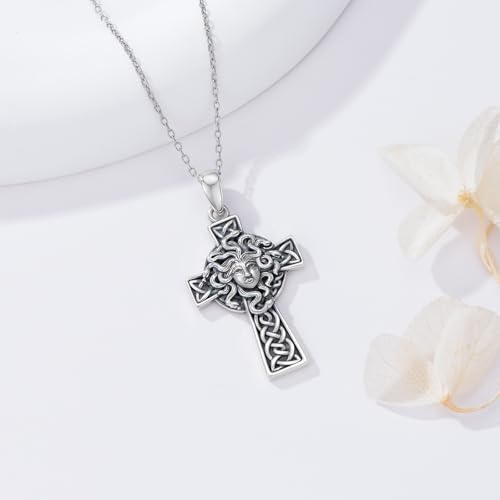 PROESS Cross Necklace for Women Men Sterling Silver Rose/Sunflower Cross Pendant Religious Jewelry Christmas Birthday Mothers' Day Gifts - color: 14-Medusa Goddess