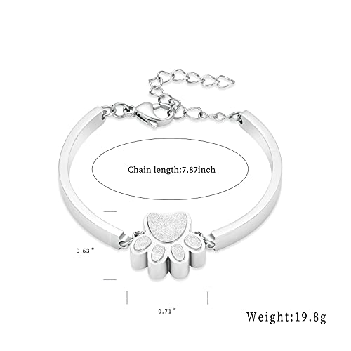 Stainless Steel Paw Print Urn Bracelet Memorial Ash Keepsake Cremation Jewelry Dog Ashes Bracelet - color: Style 4