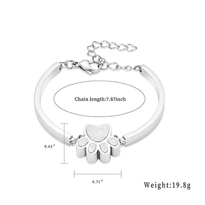 Stainless Steel Paw Print Urn Bracelet Memorial Ash Keepsake Cremation Jewelry Dog Ashes Bracelet - color: Style 4
