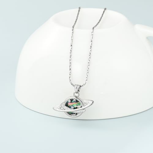 Imrsanl Saturn Urn Necklace Cremation Jewelry for Women Men - color: Silver