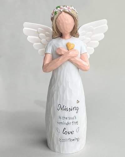 Sympathy Gifts for Loss of Loved One, 5.1” Remembrance Angel Figurines, Memorial Gifts for Loss of Mom Dad, Resin Sculpted Hand-Painted Figure Miscarriage Bereavement Gift