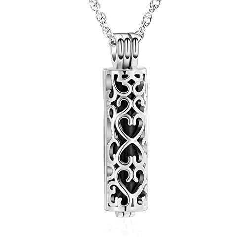 shajwo Cylinder Urn Necklace for Ashes for Women Men Cremation Jewelry Keepsake Memorial Human Pet Ashes Pendant - color: Black