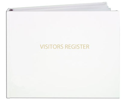 BookFactory Visitor Log Book, White, Hardbound, 120 Pages | Sign-In Register, Bonded Leather Cover, Section Sewn, 8 7/8'' x 7'' - Made in USA - color: White