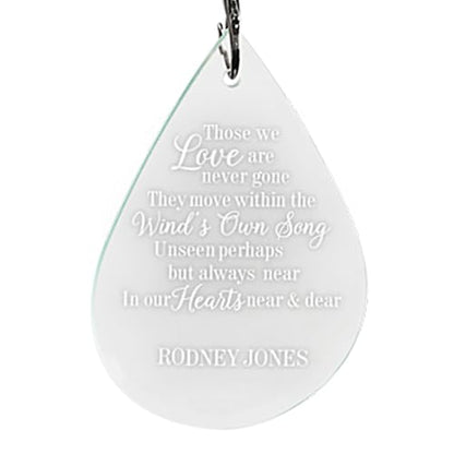Let's Make Memories Personalized Glass Teardrop Sympathy Wind Chime - Custom Memorial - 24" H - style: Wind's Own Song