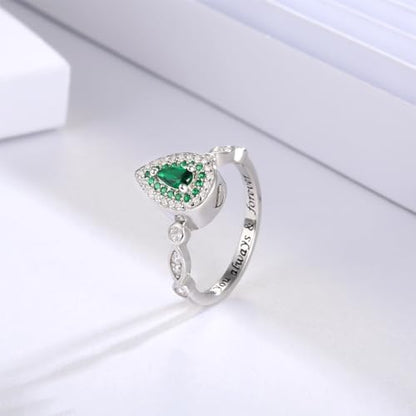 Sariel Teardrop Cremation Ring for Ashes - 925 Sterling Silver Urn Keepake Rings Memorial Jewelry for Women - color: Green