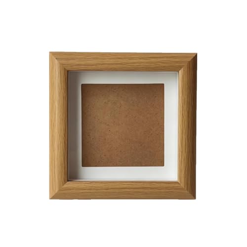 Shadow Box Picture Frame, Solid Wood, 4x4 Inch, Memory Box for Sports Memorabilia, Awards, Medals, Photos (Burlywood)