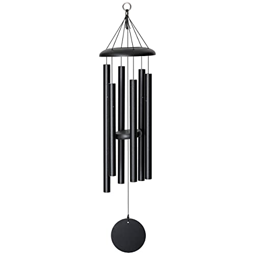 Corinthian Bells 36 Inch Black Large Metal Wind Chimes for Outside, Modern Outdoor Wind Chime, Made in USA - color: Black