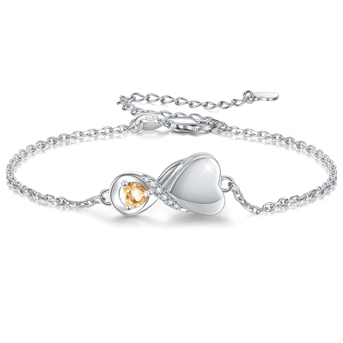 Infinity Cremation Jewelry Bracelet for Ashes for Women | S925 Sterling Silver Urn Bracelets for Human Ashes Cremation Charms - Memorial Jewelry Gifts for A Loss of Loved Ones - color: Champagne