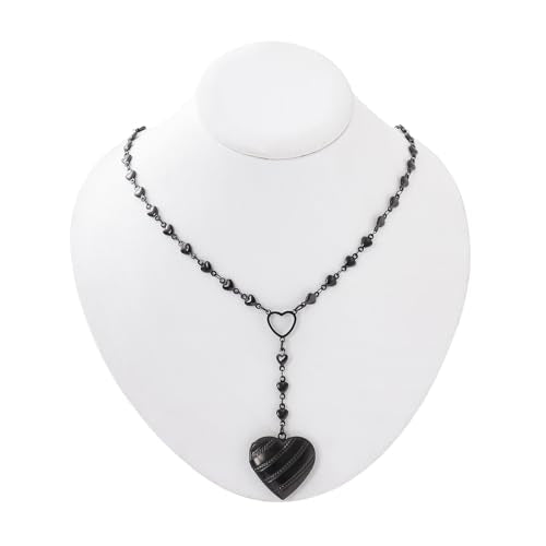 Personalized Heart Locket Necklace for Women Stainless Steel- Heart Necklace - color: Black-A