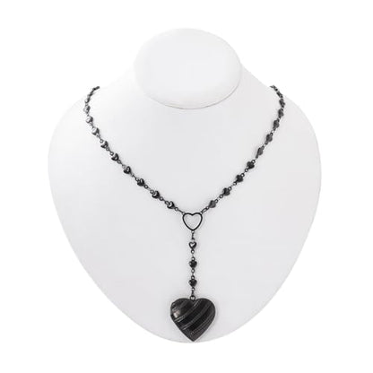Personalized Heart Locket Necklace for Women Stainless Steel- Heart Necklace - color: Black-A