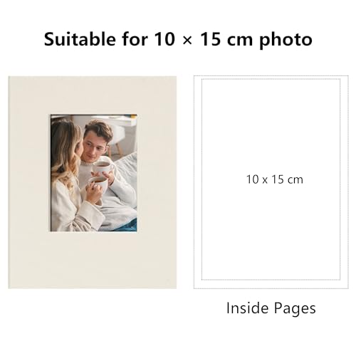 Small 4x6 Photo Album 24 Pockets Linen Cover Beige - color: Beige, size: 24 Pockets