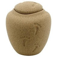 Oceane Sand Footprints Biodegradable Urn for Ashes - Extra Small, Earth Friendly Urn for Ground or Sea Burial, 5 Inches High - size: X-Small
