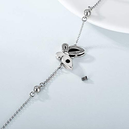 Butterfly/Sunflower/Red Cardinal/Hummingbird Cremation Jewelry 925 Sterling Silver Urn Bracelet Ashes Keepsake Hair Memorial Always in My Heart Locket for Women Mom - style: Butterfly