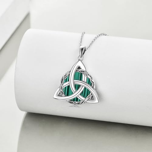 WINNICACA Celtic Knot Necklace 925 Sterling Silver Celtic Pendant Irish Urn Necklace Jewelry Birthday Anniversary Valentine's Day Gifts for Her Women Wife Girlfriend Daughter - style: 1-Celtic Knot Necklace(Malachite)
