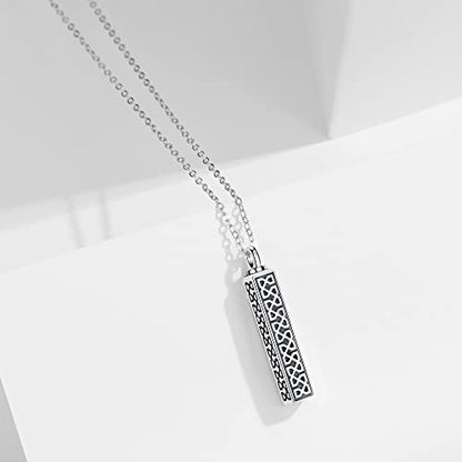Sterling Silver Flower Tree Life Cremation Urn Necklace for Women - color: Bar *Celtic Sty2