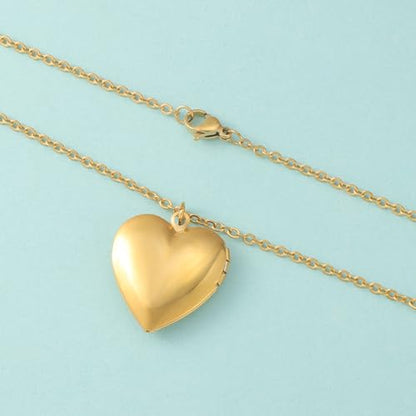 Gold Love Heart Locket Necklace Photo Locket Necklace