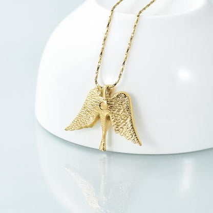 Imrsanl Cremation Jewelry Keepsake Angel Wings Urn Necklace for Ashes - color: Gold-Purple