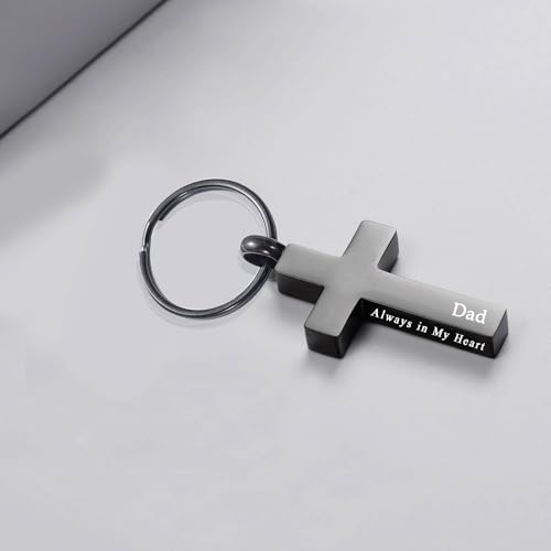 Cross Urn Keychain for Ashes - Cremation Pendant for Men Women - Memorial Jewelry Holder for Human Ashes