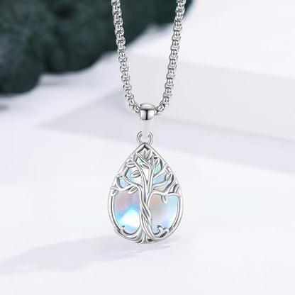 Eusense Tree of Life Necklace for Women Men Sterling Silver 925 Tree Urn Locket Cremation Jewelry Family Tree Pendant Gifts for Her Him Mom Dad Grandma Daughter - style: E-F-Tree of Life Necklace