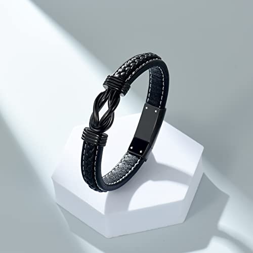 shajwo Infinity Cremation Bracelet for Ashes for Men - color: Black-20cm