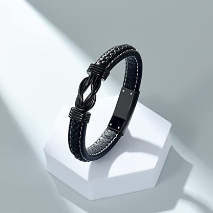 shajwo Infinity Cremation Bracelet for Ashes for Men - color: Black-20cm