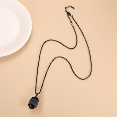 America Football Urn Necklace For Ashes For Men Stainless Steel Rugby Cremation Jewelry Hold Human Ashes Keepsake Neckace Engravable Memorial Of Loved Ones - color: Black