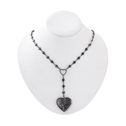 Personalized Heart Locket Necklace for Women Stainless Steel- Heart Necklace - color: Black-G
