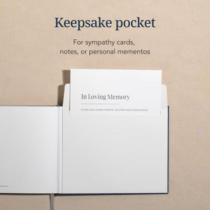 Kunitsa Co. Funeral Guest Book for Memorial Service – in Loving Memory (Navy Gray - Structured) - color: Navy Gray - Structured