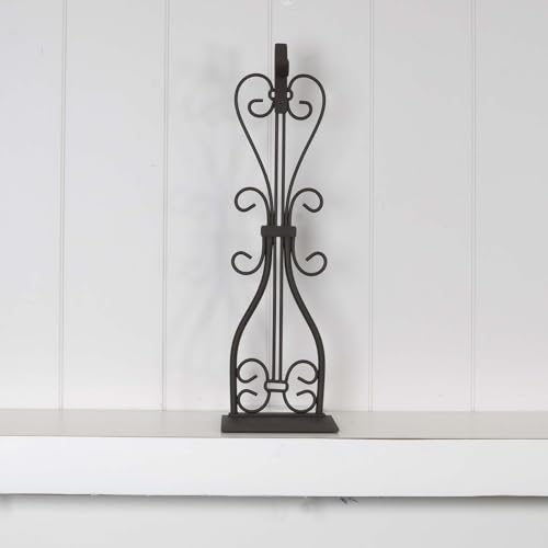 Fireplace Mantel Wreath Hanger, Adjustable Height Christmas Wreath Stand | Elegant Telescoping Artificial Wreath Hook, Padded, Durable Cast Iron